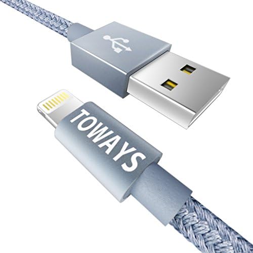 iPhone Charger Toways Lightning Cable [Apple MFi Certified] Nylon Braided USB cable for iPhone 7 Plus 7 6S Plus 6 Plus SE 5S 5C 5, iPad 2 3 4 Mini, iPad Pro Air, iPod - 3.3ft/1m Gray