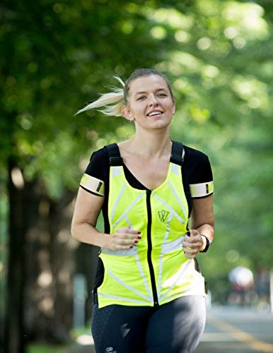 Reflective Running Vest | Reflective Gear for Running, Cycling, Jogging, Walking, Motorcycle | Adjustable Safety Vest | Front Zipper | Back Pocket | Bonus Set of 2 Adjustable Bands, for Men and Women