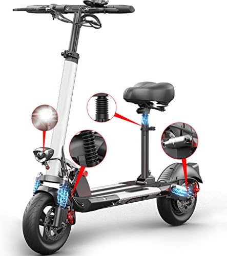 Portable Electric Scooter - Folding Adult Kick Scooter - 500W Motor Power Smart E-Scooter - Max Speed 45 km/h - 40~50km Long-Range Battery - Led Light and Display