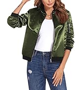 Zeagoo Women's Bomber Jacket Casual Coat Zip Up Outerwear Windbreaker with Pockets S-XXL