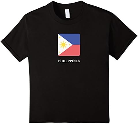 Kids Philippines National Flag T-shirt White Letter Filipino Flag 10 Black