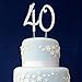 40Cake Topper | Premium Bling Rhinestone Diamond Gems | 50th Birthday or Anniversary Party Decoration Ideas | Quality Metal Alloy | Perfect Keepsake