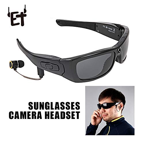 Nrpfell Sunglasses Camera Headset Hd1080P Bluetooth Mp3 Player Photo Video Recorder Mini Dv Camcorder for Outdoor Mini Camera Glasses