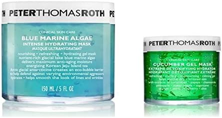 Peter Thomas Roth Cosmetics Blue Marine Algae Mask and Cucumber Gel Mask Bundle With Sage, Aloe Vera, Sea Water, Cucumber, Papaya, Pineapple, Bilberry and Chamomile, 5 fl. oz. and 1.7 fl. oz.