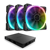 NZXT AER RGB 2 - 3-Pack of 120mm RGB PWM Fans with Hue 2 Lighting Controller - Advanced Lighting Customizations - LED RGB PWM Fans - Winglet Tips - Fluid Dynamic Bearing - PC Case Fan