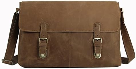 HandMadeCart Vintage Retro Look Genuine Leather Messenger Bag Crossbody Shoulder Bag Large 15'' Laptop Bag