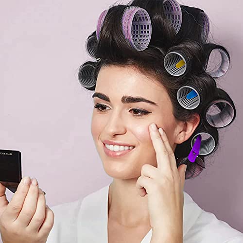 KHTD Large Hair Rollers Sets for Medium Long Hair,Self Grip Heatless DIY Curly Hairstyle Curlers Includes 27 Pcs Hair Curlers and 12 Pcs Clips,Hairdressing Curlers Tools (9 Jumbo+9 Large+9 Medium)