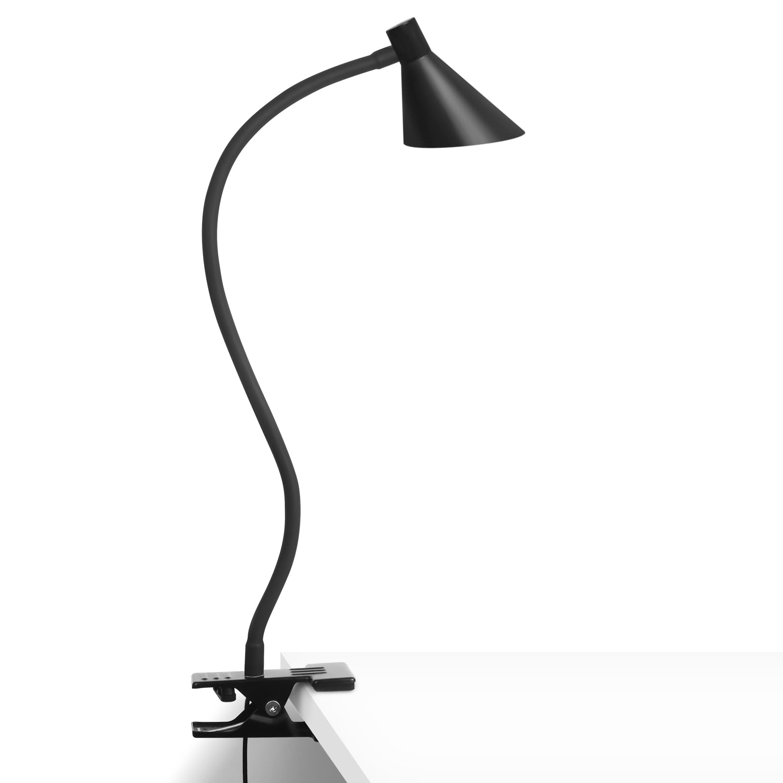 Lzonunl Desk Lamp Clip Light, 3 Light Modes 10 Dimmable Brightness Book Reading Bedside Lamp, Small Cute Table Clamp Lamp for Office, Bedroom (Black)