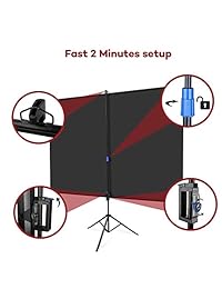 OWLENZ   Pantalla de proyector con soporte, color verde, para interior y exterior, 100 pulgadas, diagonal 4:3 con diseño premium antiarrugas (fácil de limpiar, 1,1 ganancia, ángulo de visión de 160°)