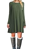 MOLERANI Women's Casual Plain Long Sleeve Simple T-shirt Loose Dress (XL, Army Green)
