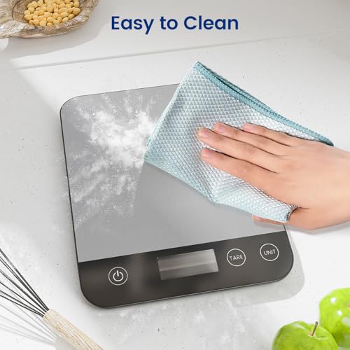 【Rechargeable & 33lb 】 Digital Kitchen Scale, USB C Electronic Kitchen Scale, 15 kg, High Precision 1 g/0.1 oz Food Scale, Professional with Hard Function, Batteries Included (B1)