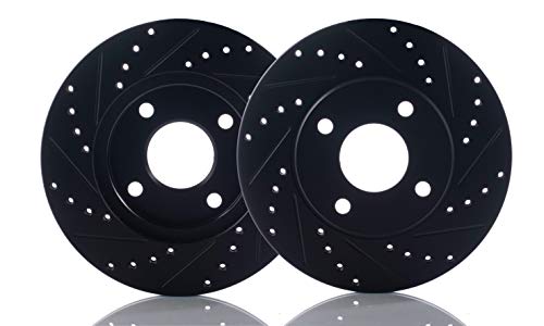 AM Autoparts Rear Drilled & Slotted Brake Rotors – Pair – For Infiniti & Nissan (2003-2022)