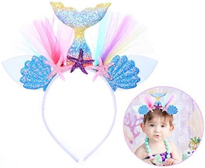 Mermaid party decorations, Mermaid Headband, mermaid tail mermaid hair for Kids Girls Mermaid Party