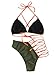 SOLY HUX Women's Sexy Halter Ladder Cutout Brazilian 2PCS Bikini Set Swimsuits Army Green M