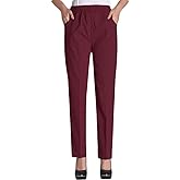 Soojun Womens Summer Elastic Waist Comfy Stretch Pull On Pants