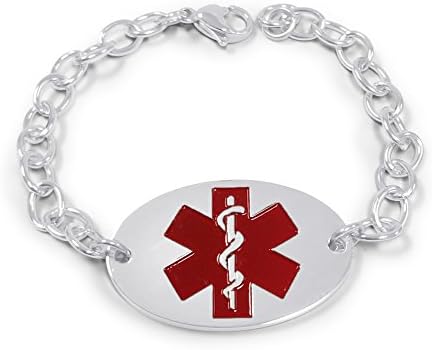 Free Engraving- Stainless Steel Polished Medical Alert ID Tag Identification UNISEX Bracelet - MEDI.D 24