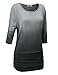 Lock and Love WT989 Womens 3/4 Sleeve Ombre Dolman Top XXXL BLACK