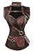 Charmian Women's Spiral Steel Boned Steampunk Gothic Vintage Brocade Corset with Jacket and Belt Coffee Brown Small