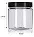 JUVITUS 4 oz Clear Plastic PET Travel Jar with Black Smooth Lid (6 Pack)