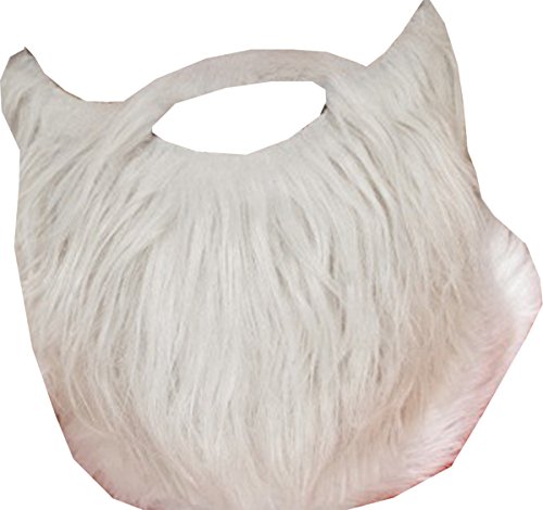 Men Christmas Fancy Party Santa Beard Faux Fur Pearl Grey Pack Of 6