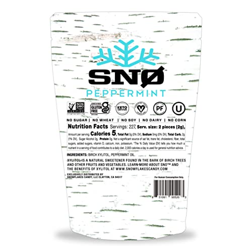 Peppermint KETO Xylitol Candy Chips SNØ 1LB Bag SugarFree Candy