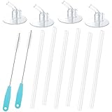 12Packs (6 Straws+2 Cleaning Brushes) for Thermos Replacement Straws with 4 Stems, for Thermos 12 Ounce Funtainer Bottle F401(with a Carry Loop), Silicone Straws Stem Set with Cleaning Brushes