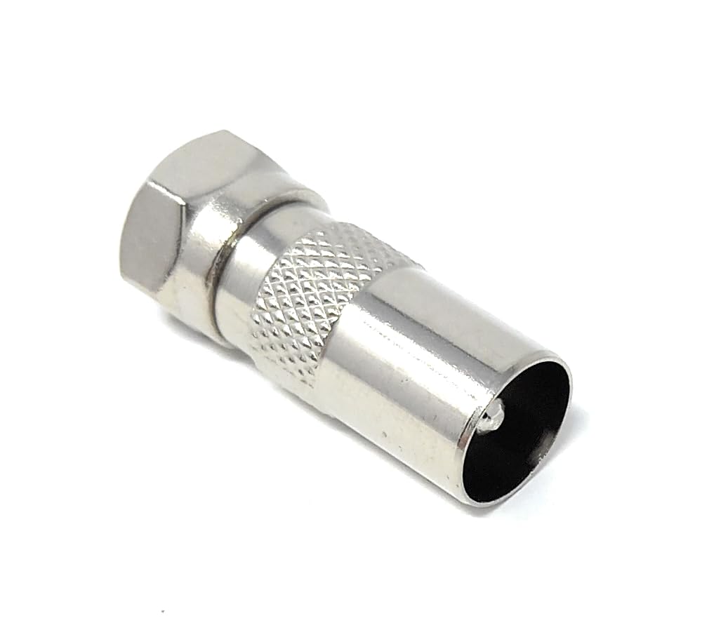 DRUT 1pcs F Type Male Plug to TV RF Male Male Freeview Aerial Antenna Cable Lead Adapter Converter (Silver)