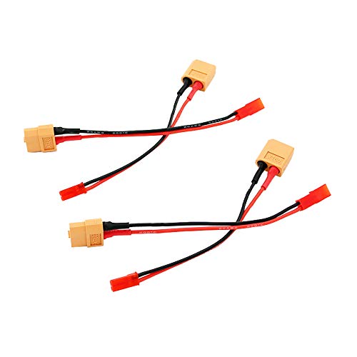 BDHI 2pairs JST Male to XT60 Male/JST Female to XT60 Female Adapter with 10cm 4in 20awg Wire(BDHI-13)