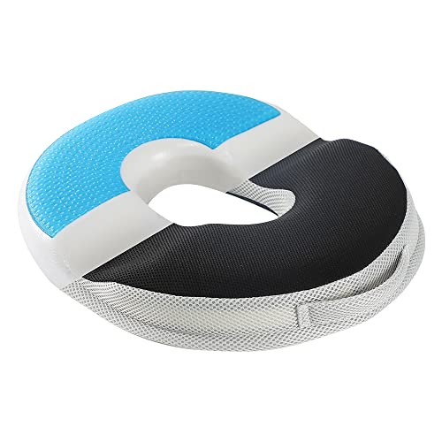 JEMA Donut Gel Pillow Tailbone Hemorrhoid Cushion, Memory Foam Seat