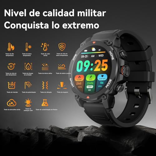 AURAFIT Reloj Inteligente Smartwatch 1.43 AMOLED, GPS Fitness Tracker,a 5ATM Impermeable, Llamadas Bluetooth, Reloj Deportivo Hombres, Incluye Correa Adicional Compatible con Android iOS