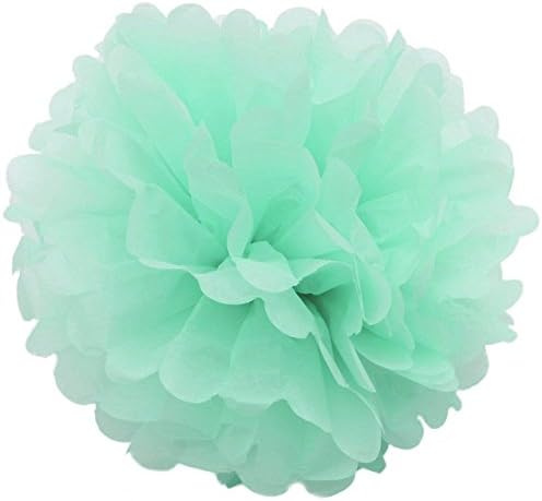 Daily Mall DIY Tissue Paper Flower 10pcs 8 inch 10 inch Decorative Hanging Flower Balls Craft Paper Pom Poms For Wedding, Baby Shower, Birthday, Party Decorations (Mint)