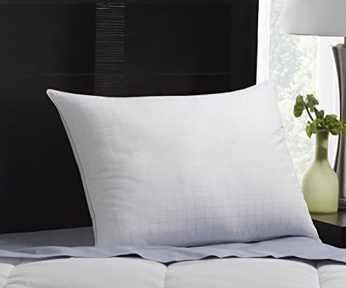 Exquisite Hotel Plush Down-Alternative Gel-Fiber Filled Hypoallergenic Pillow with a 100% Cotton Shell, Windowpane Pattern, and SOFT Density, King Size