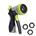SANCEON Garden Hose Nozzle, Heavy Duty Zinc Alloy Water Spray Nozzle, Spiral 8 Adjustable Watering Patterns - Slip Resistant, Labor-saving - for Watering Plants, Cleaning, Showering Pets and Car Wash