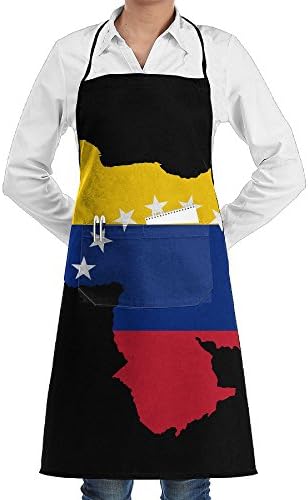 Venezuela Flag Map Men & Women Bib Chef Kitchen Apron With Pockets