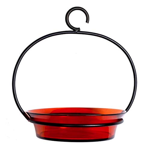 Cuban Recycled Glass Bird Bath Waterer G445VM Orange Bird Feeder Round Birdfood Container. Romantic Decor & More