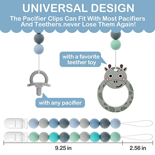Pacifier Clips for Baby, TYRY.HU Soothie Paci Clip Girls Binky Holder Silicone Teething Beads
