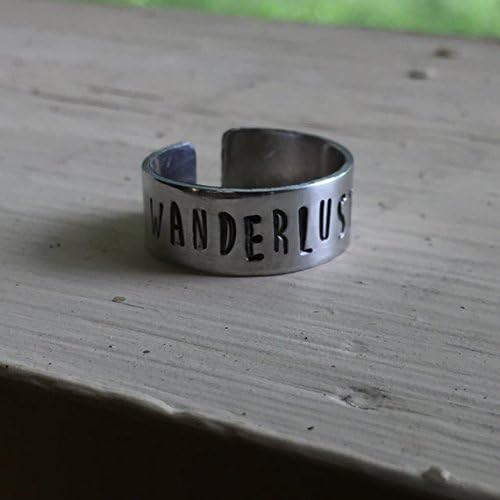 Quote Ring - Wanderlust - Adjustable - Choose Your Metal - Jewelry