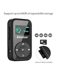 Eleston   Reproductor MP3 MP4 Bluetooth compacto y portátil, reproductor de música HiFi sin pérdida de sonido con pantalla LCD de 1,8 pulgadas (negro)