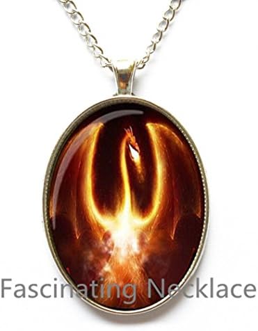 Black Phoenix Necklace Glass Pendant Fantasy Fire Bird Jewelery Glass Cabochon Necklace bijouterie Movie Jewelry，AQ138