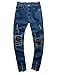 Men's Ripped Slim Fit Jeans Denim Pants with Broken Holes (W32, Blue-Wrinkle Knee)