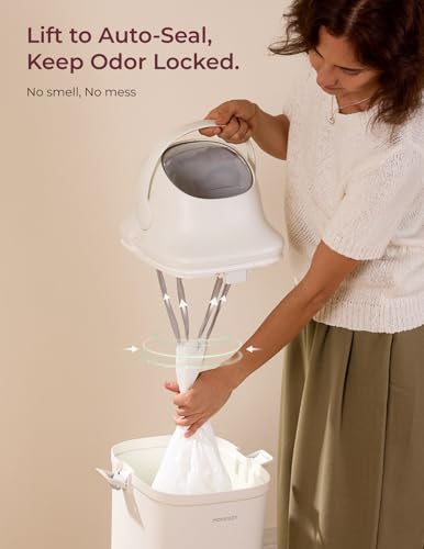 Momcozy Bote de Pañales con Control de Olores Patentado de Triple Sellado, Apertura Amplia, Altura Ergonómica, Gran Capacidad con Ventana de Visualización, Cierre de Seguridad a Prueba de Niños