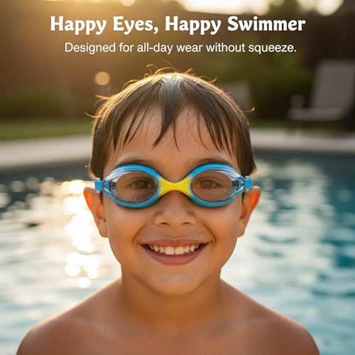 Seaflar Kids HD Anti-Fog Swimming Goggles: UV Protection | One-Piece Elastic Band | Silicone Gasket | Unisex (3-14 Years)