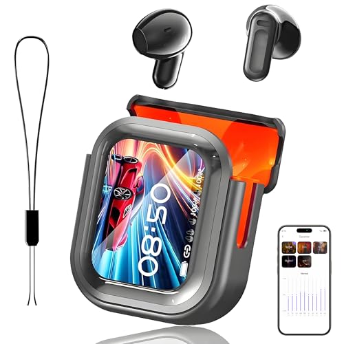 Relxhome NE20 Earbuds, NE20 Translation Earbud, 6 Translation Modes, LCD Touch Screen, 60H Playtime, HiFi Sound, 135 Languages AI Translation Earbuds Real Time for Travel, Business (Black)