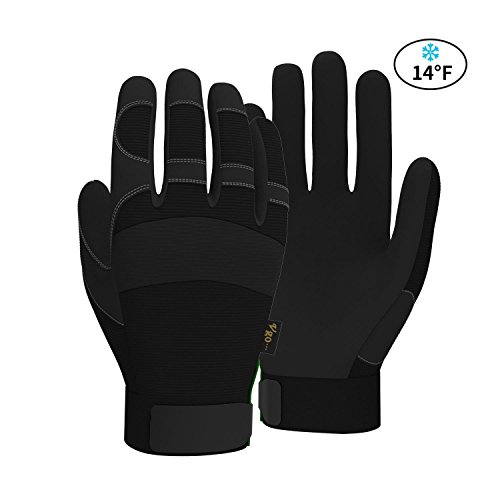Vgo 1-Pair 32℉ or Above 3M Thinsulate C40 Lined Winter Warm Synthetic Leather Gloves (Size L, Black, SL8270F)