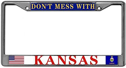 Amazon カーライセンスプレートカバー カンザス州ナンバープレート クロムカバー 陽極酸化アルミニウム カンザス国旗 ナンバープレートフレームホルダー アメリカ車用 ナンバーカバー ホルダー 車 バイク