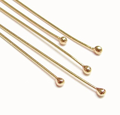 Dreambell 10 pcs 14k Gold Filled 1.4mm Single Dot Ball Headpins Head Pins 24 ga gauge / 0.5mm Round Wire 1 Inch / 25mm / Findings / Yellow Gold