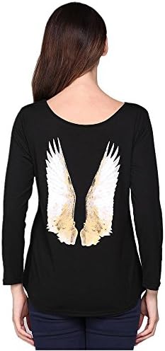 ASiC Women Back Wings Printed Loose Pullover Long Sleeve Crew Neck T-Shirt