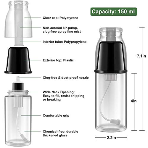 Oil Mister for Cooking Olive Oil Sprayer - ONE PIX Premium Glass Bottle with Specialized Clog-Free Filter - 100% Refillable and Non-Aerosol Dispenser Black - Thumbnail 4