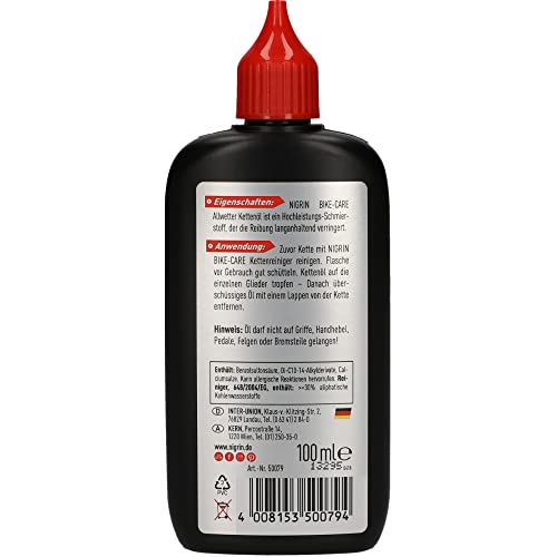NIGRIN BIKE-CARE Allwetter-Kettenöl, 100 ml Flasche, Fahrradkettenöl, verringert Reibung, macht Fahrradketten leichtläufig 8
