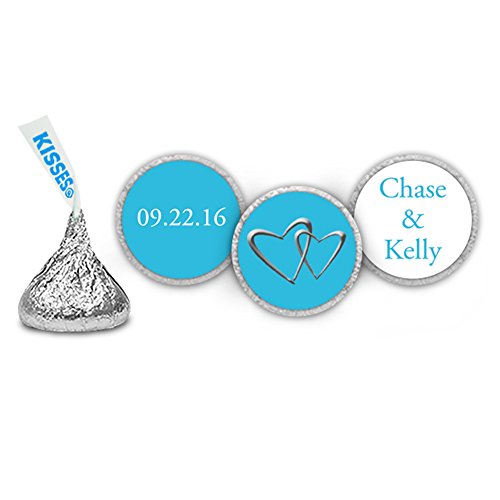 Buy Personalized Wedding Stickers for HERSHEY'S KISSES Candies Aqua